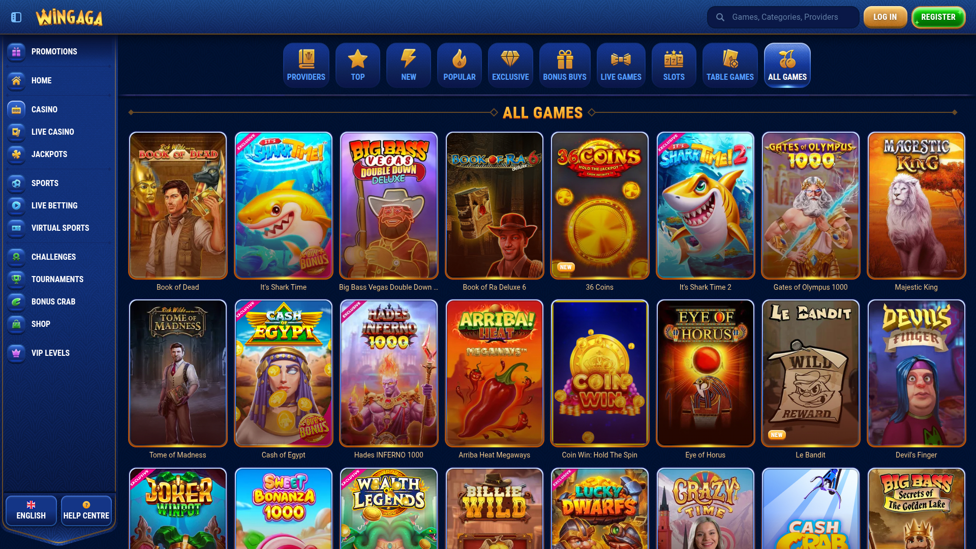 WinGaga Casino Desktop Games