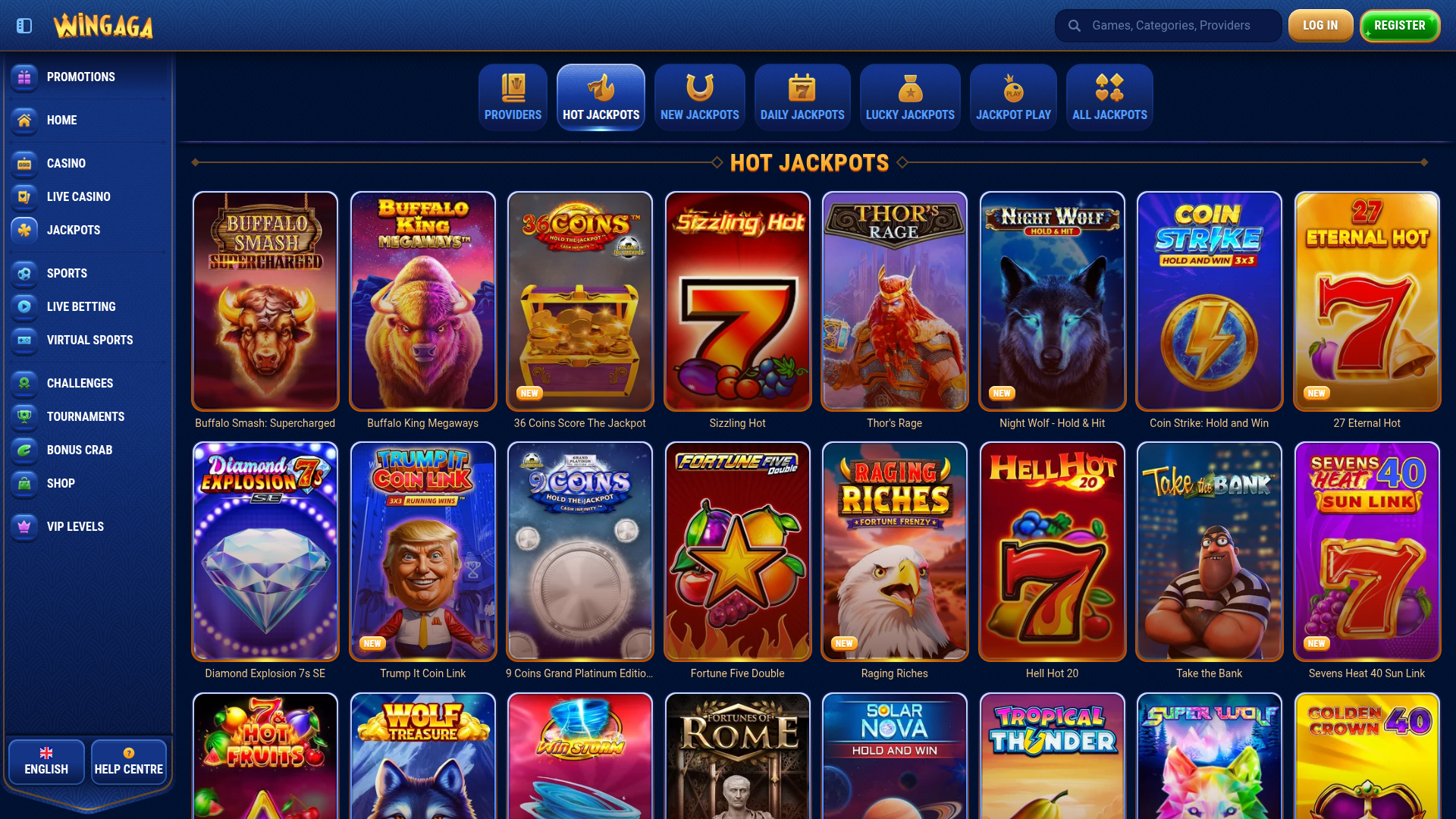 WinGaga Casino Desktop Jackpot