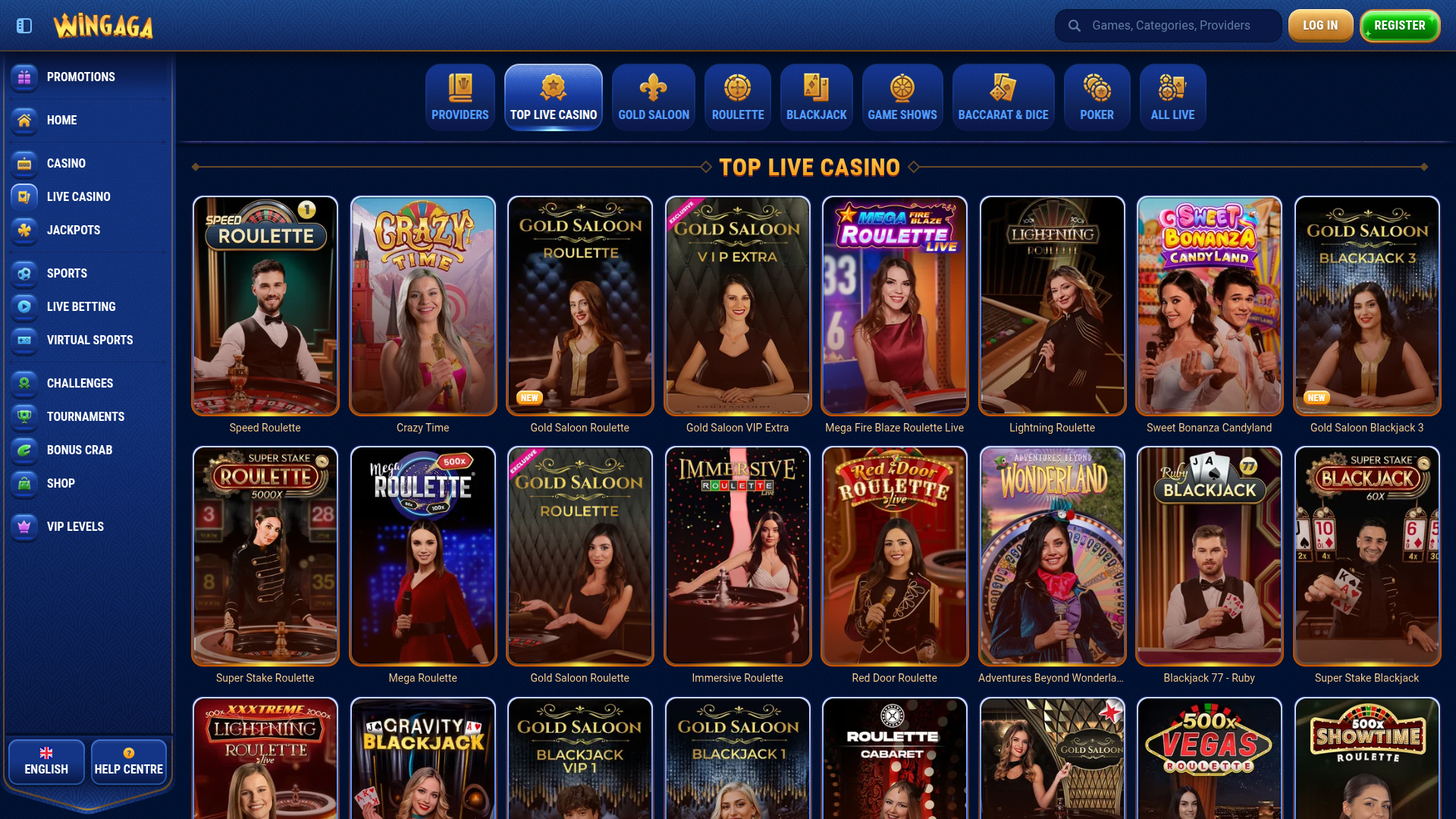 WinGaga Casino Desktop Live Dealer