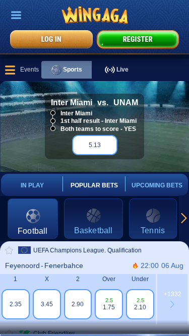 WinGaga Casino Mobile Sports
