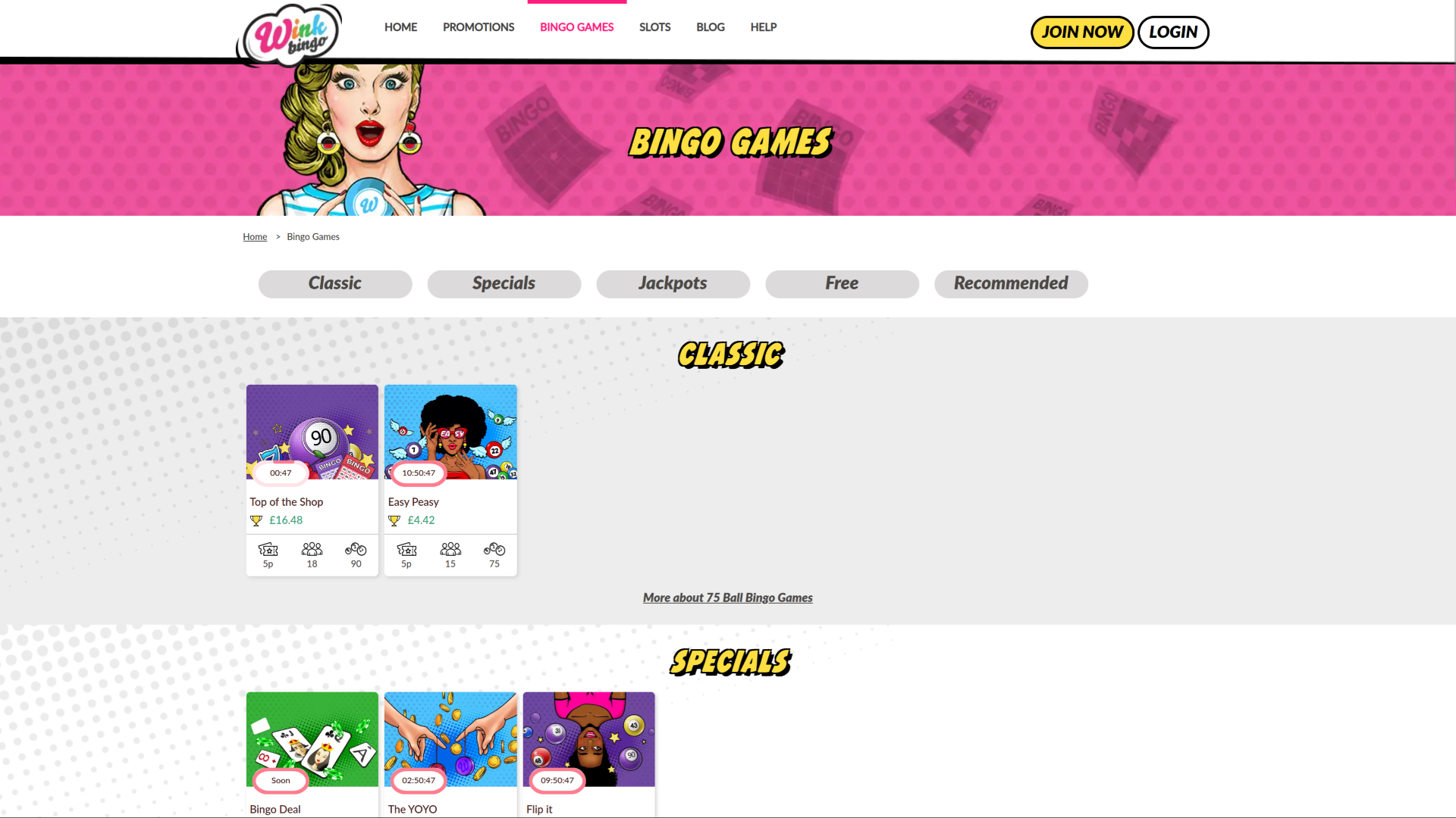 Wink Bingo Casino Desktop Bingo Games