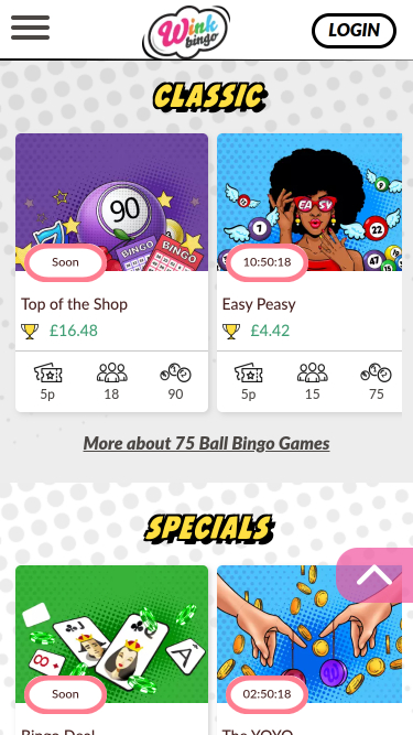 Wink Bingo Casino Mobile Bingo Games