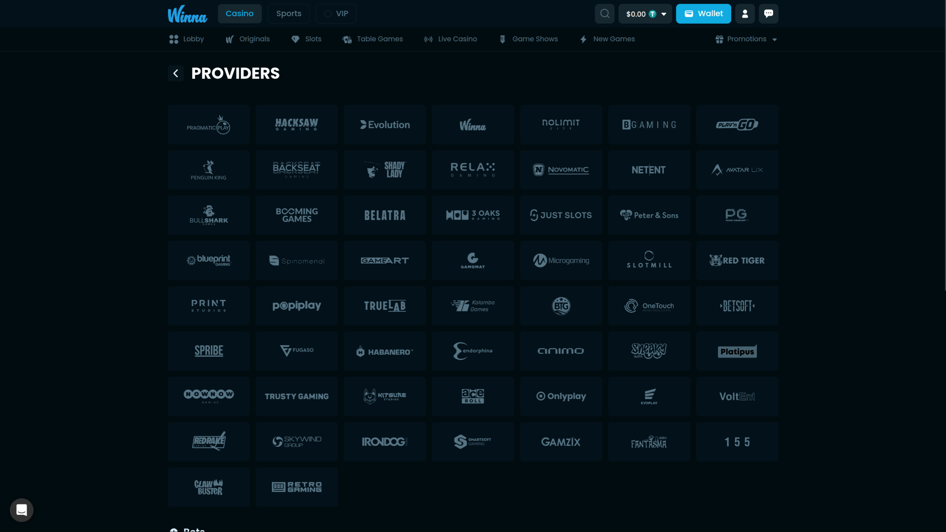 Winna Casino Desktop Game Developers