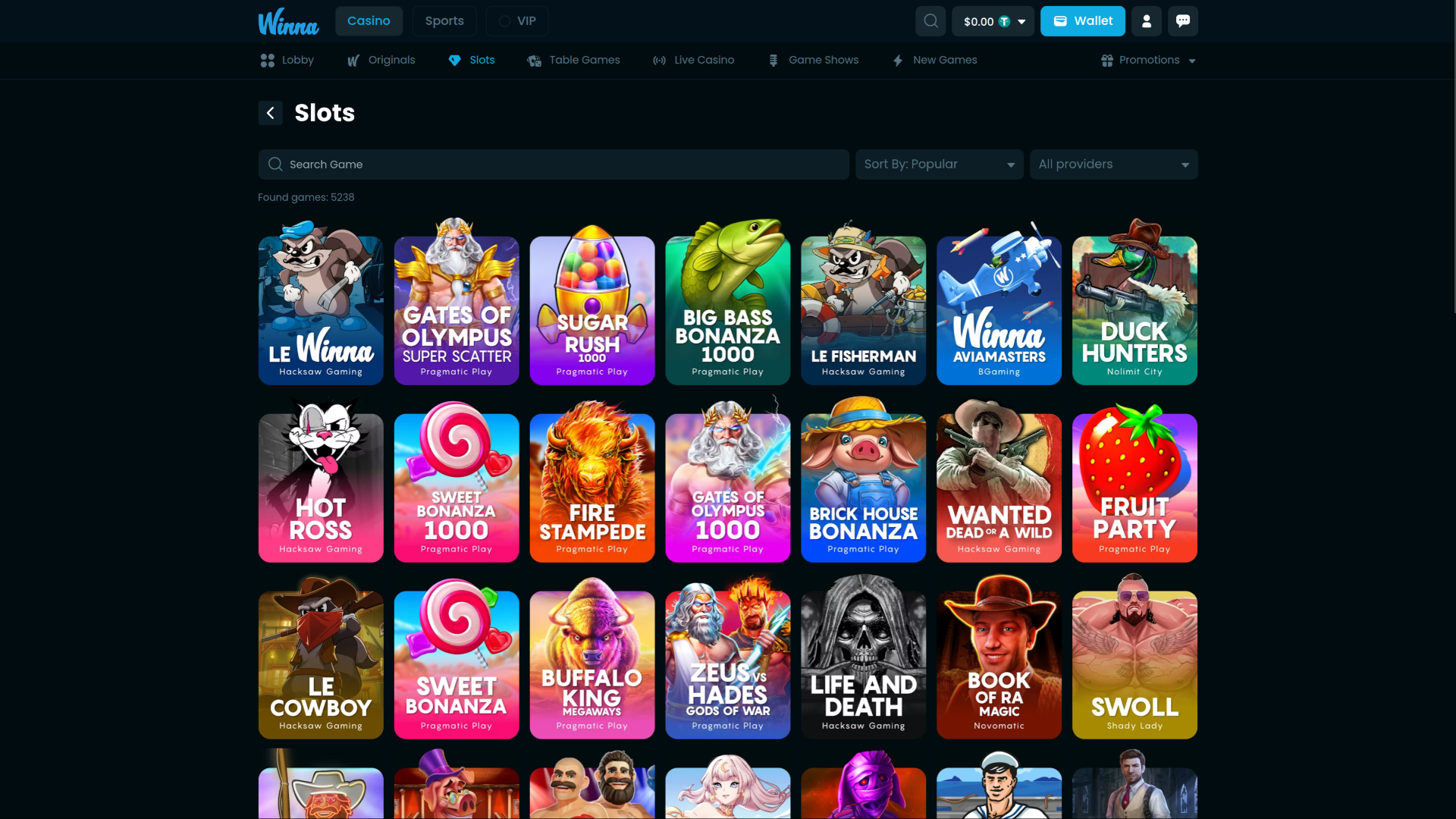 Winna Casino Desktop Games