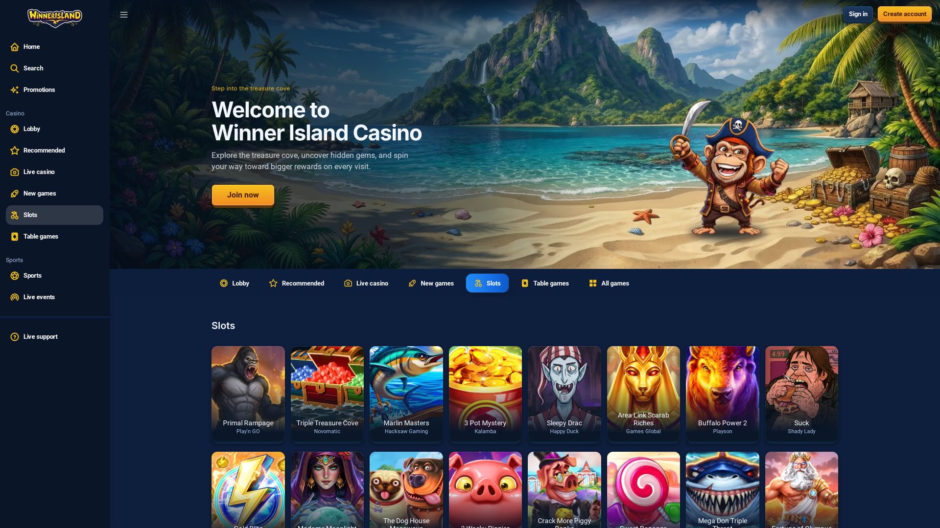 Winner Island Casino Desktop Games