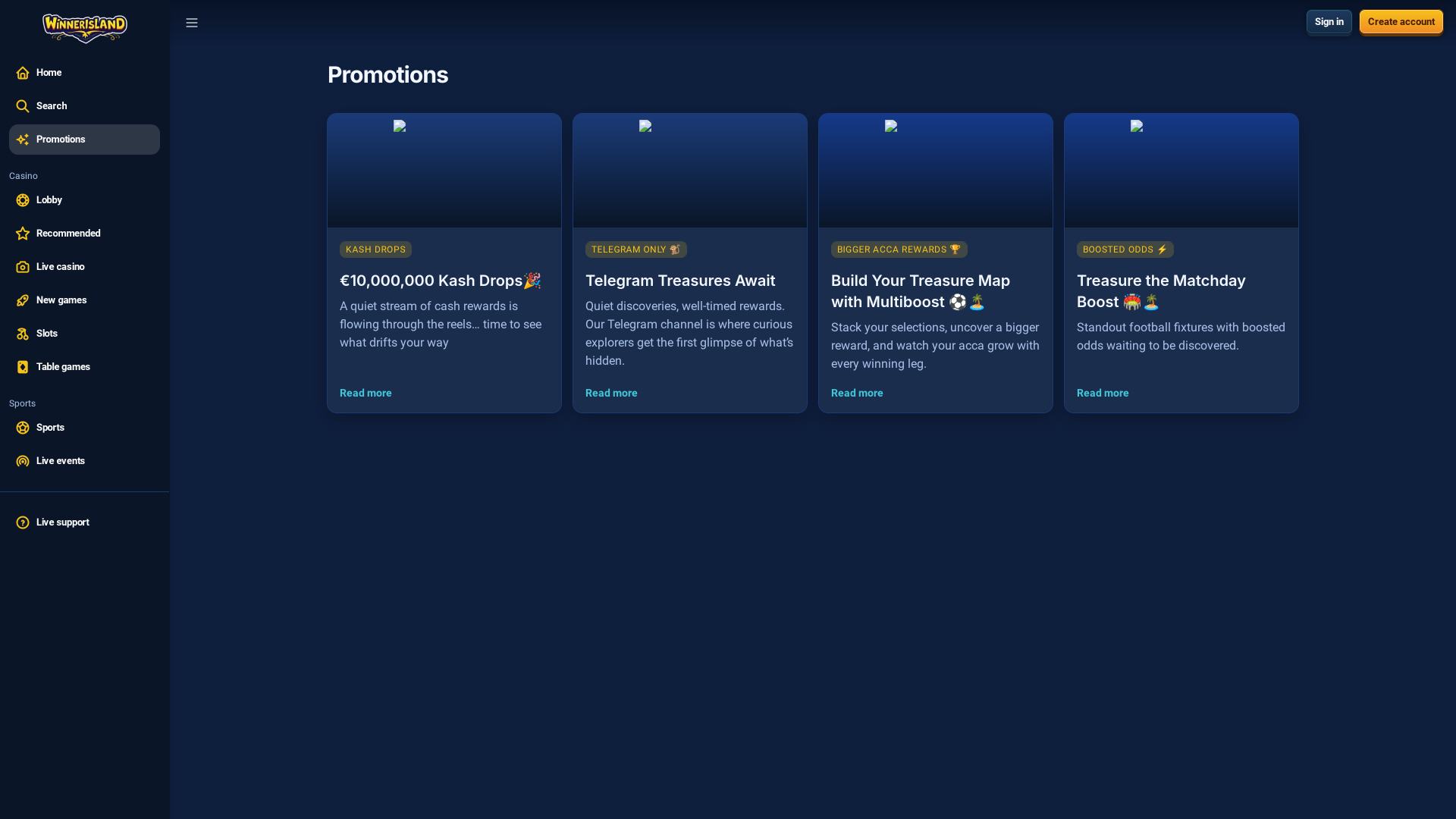 Winner Island Casino Desktop Promotions