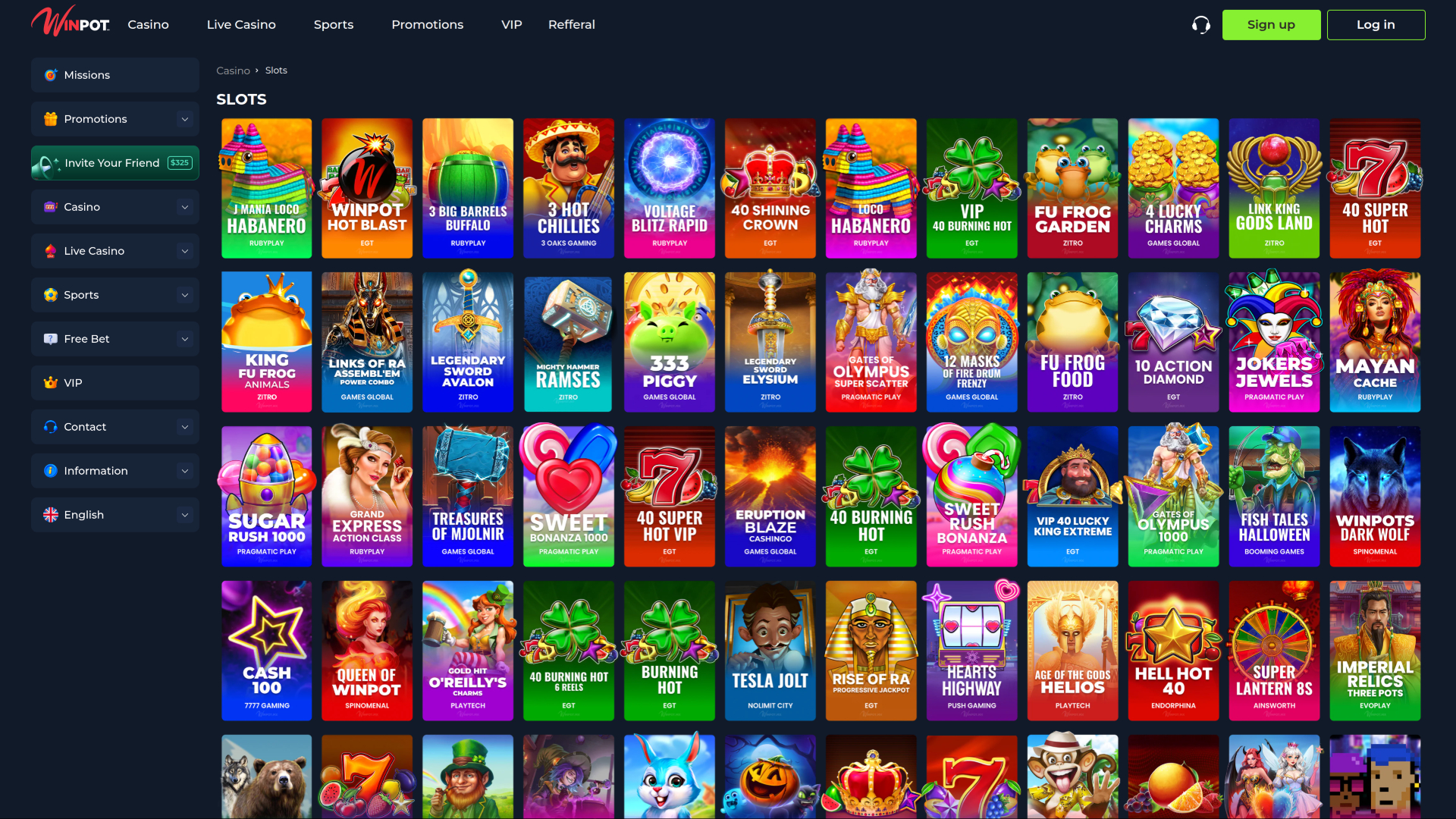 WinPot Casino Desktop Games