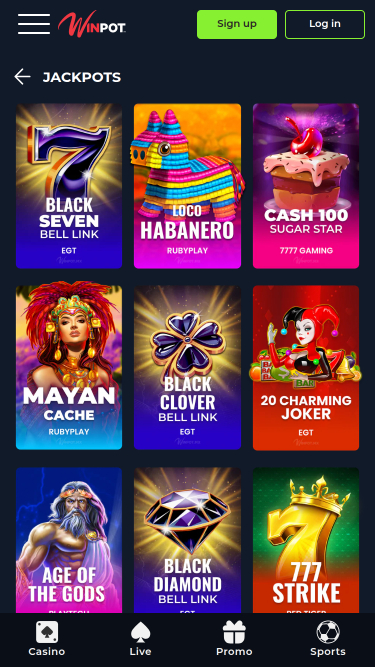 WinPot Casino Mobile Jackpot