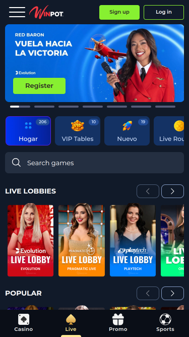 WinPot Casino Mobile Live Dealer