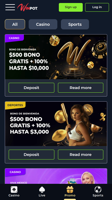 Winpot Casino Mobile Promotions