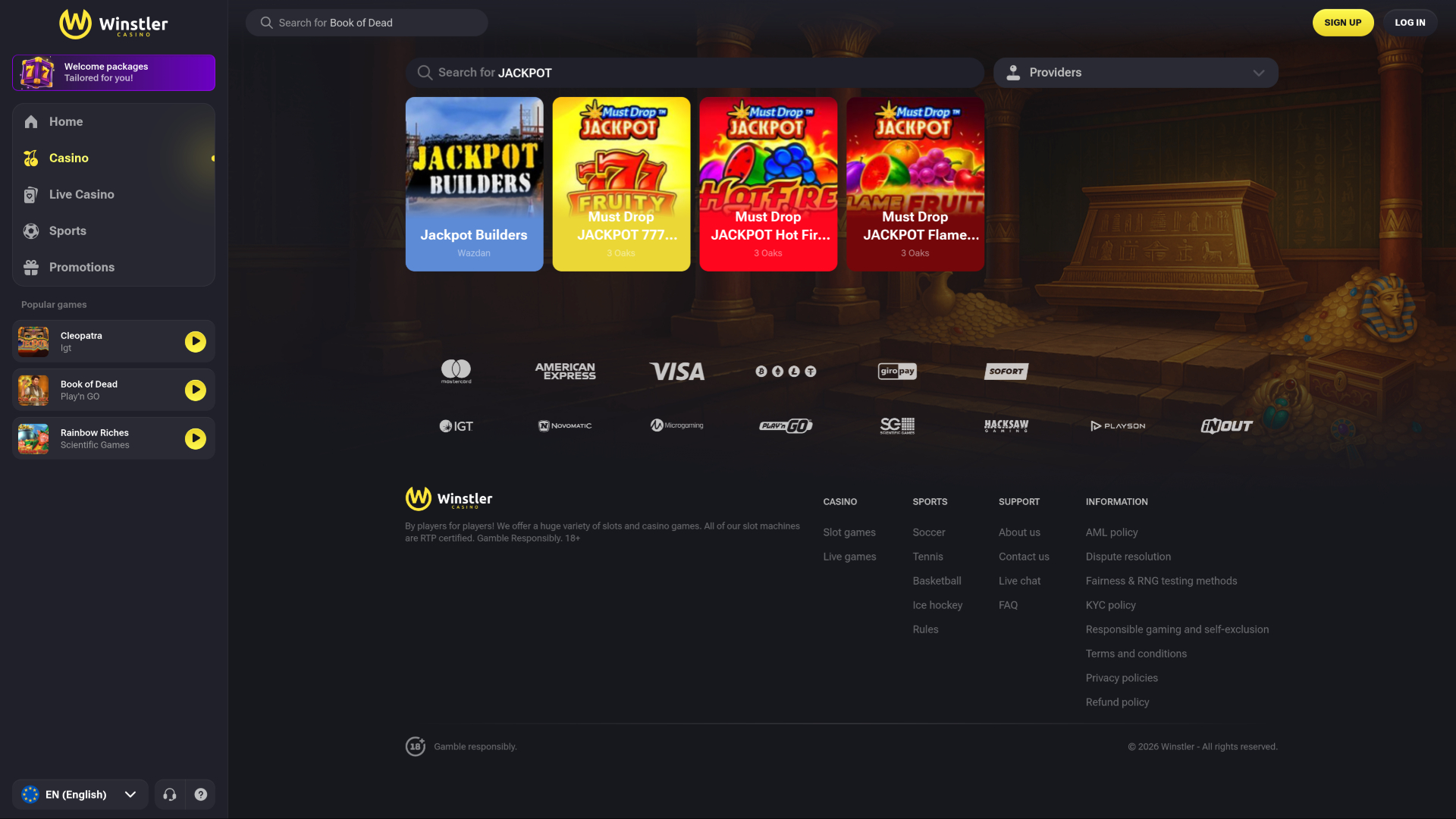 Winstler Casino Desktop Jackpot