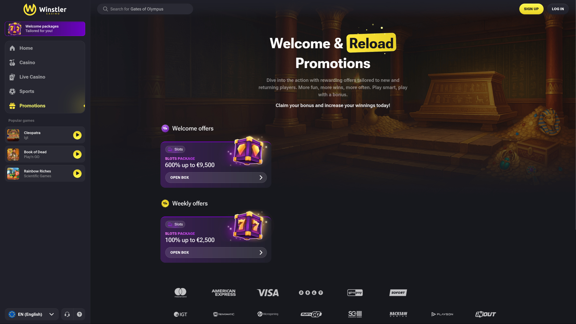 Winstler Casino Desktop Promotions