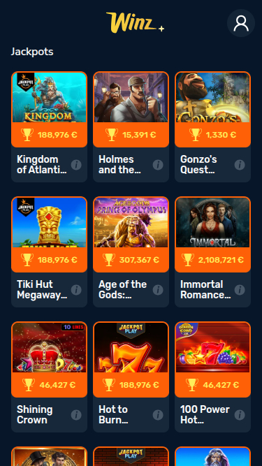 Winz Casino Mobile Jackpot