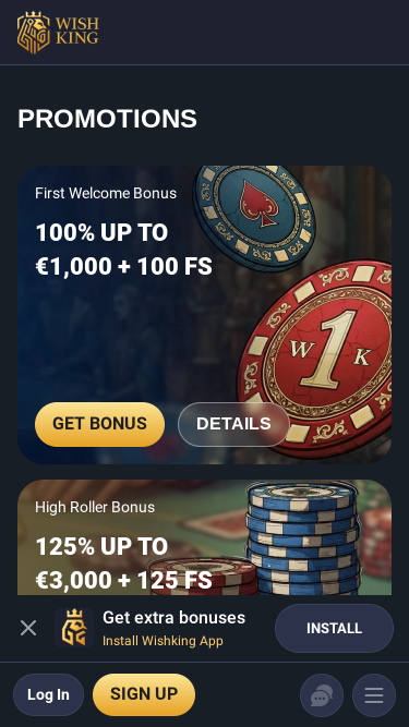 WIshking Casino Mobile Promotions