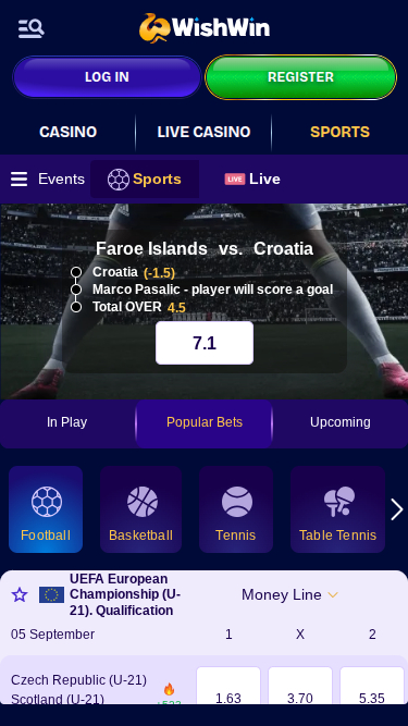 WishWin Casino Mobile Sports