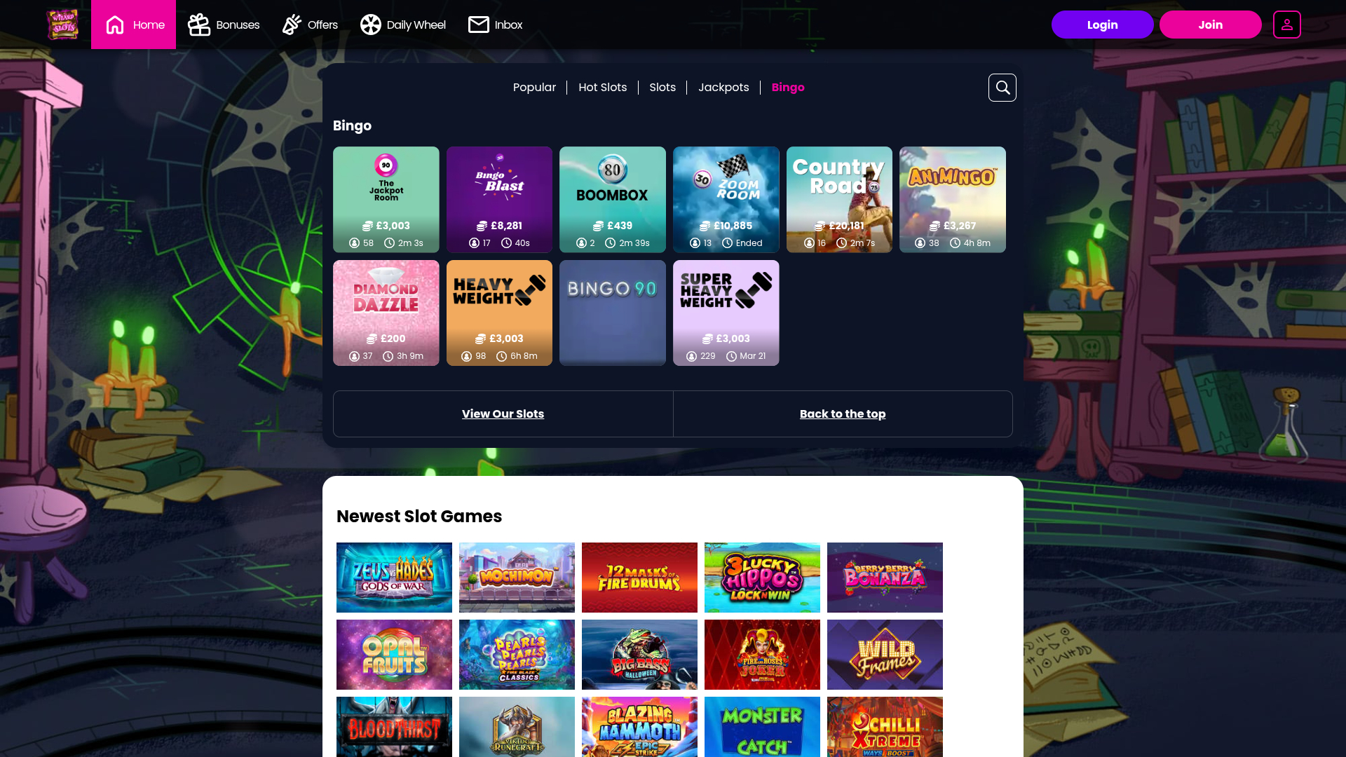 Wizard Slots Casino Desktop Bingo