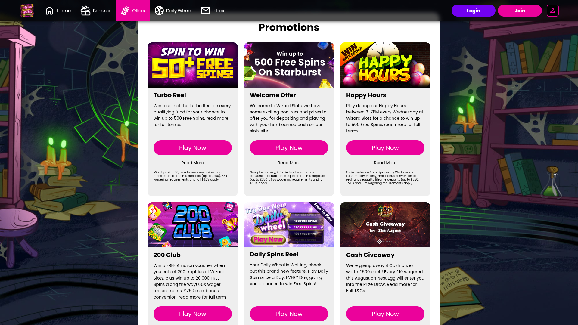 Wizard Slots Casino Desktop Promotions