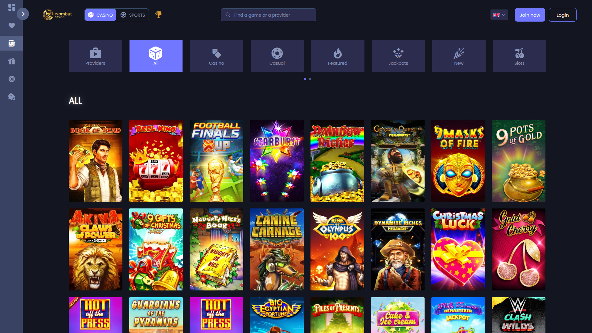 Wombat Casino Desktop Games
