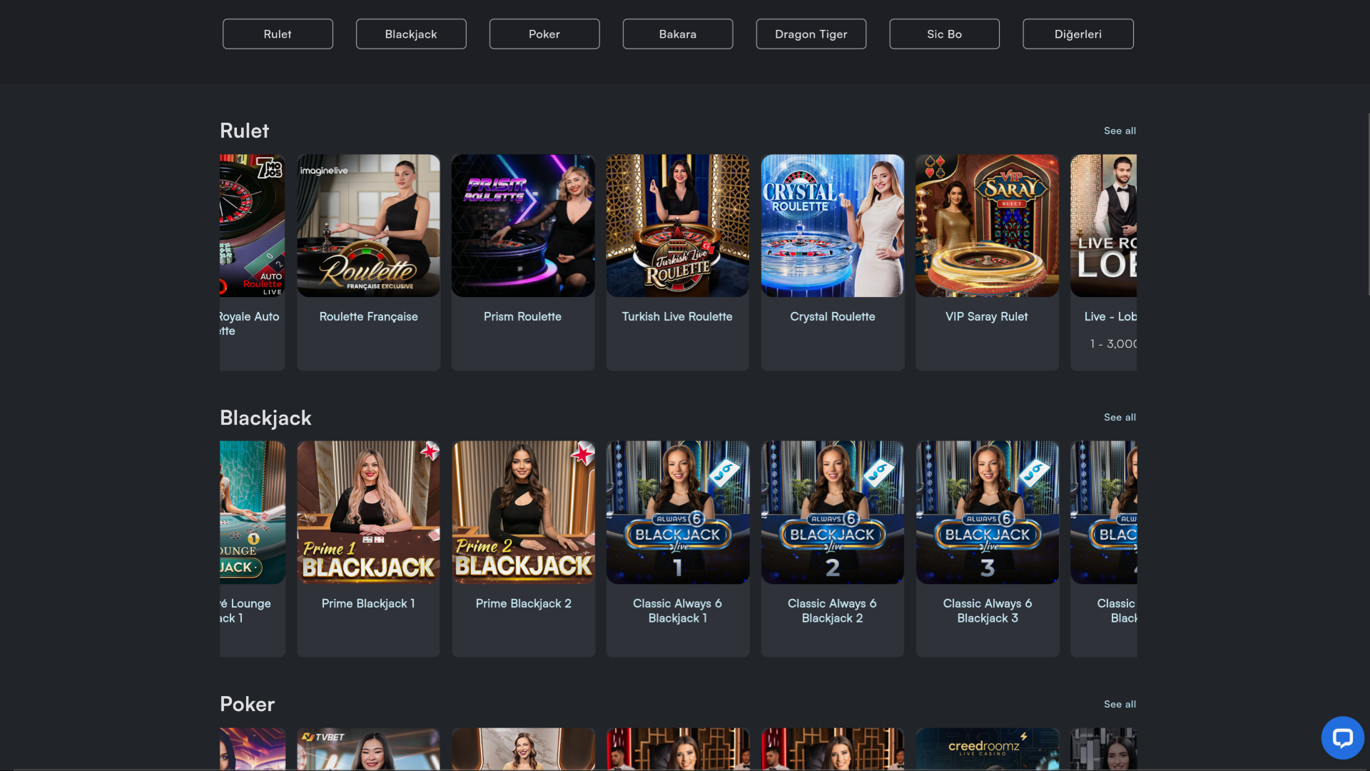 WONClub Casino Desktop Live Dealer
