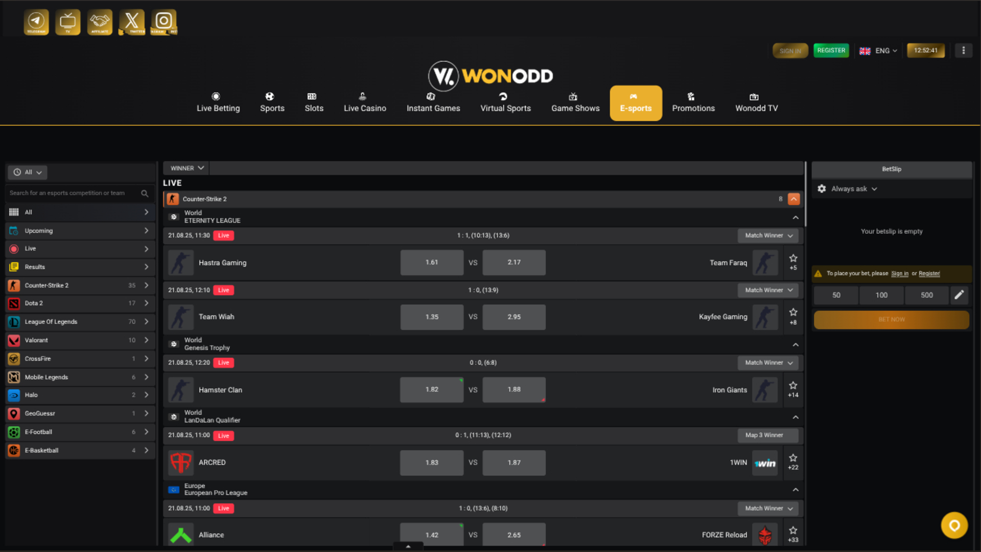 Wonodd Casino Desktop Sports