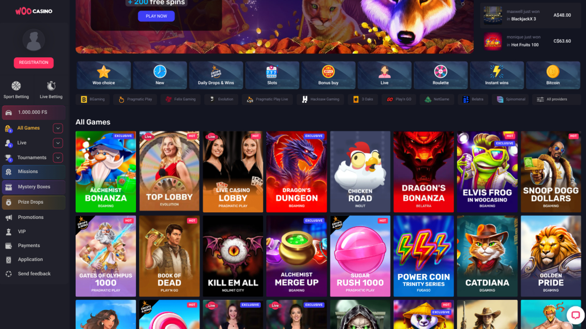 Woo Casino Desktop Games