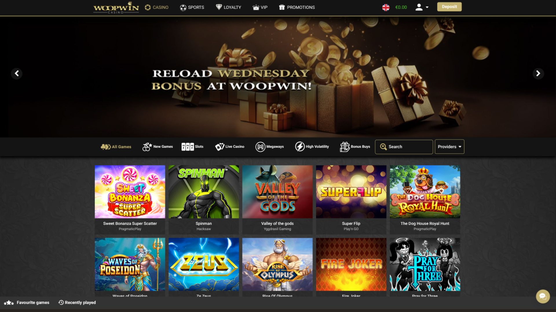 Woopwin Casino Desktop Homepage