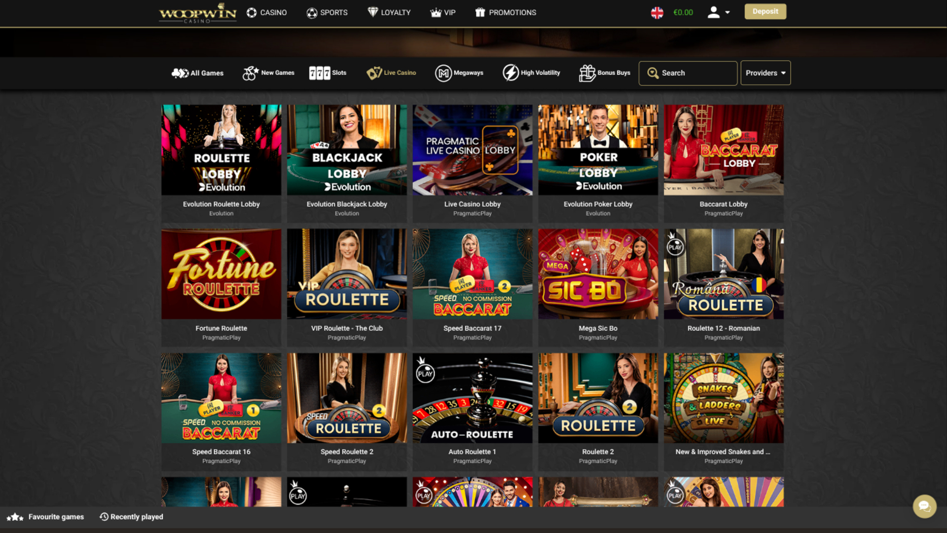 Woopwin Casino Desktop Live Dealer