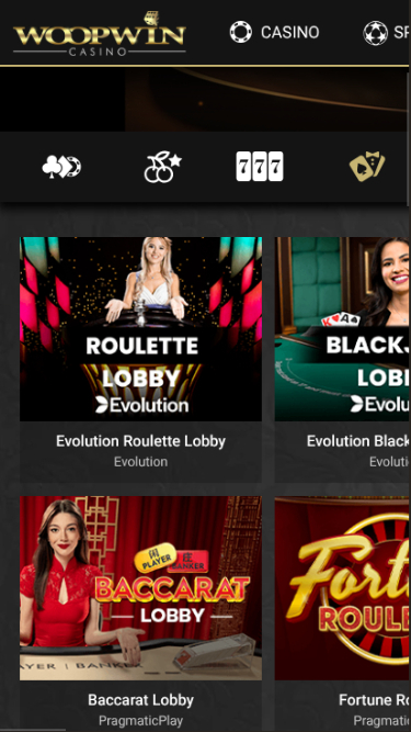Woopwin Casino Mobile Live Dealer