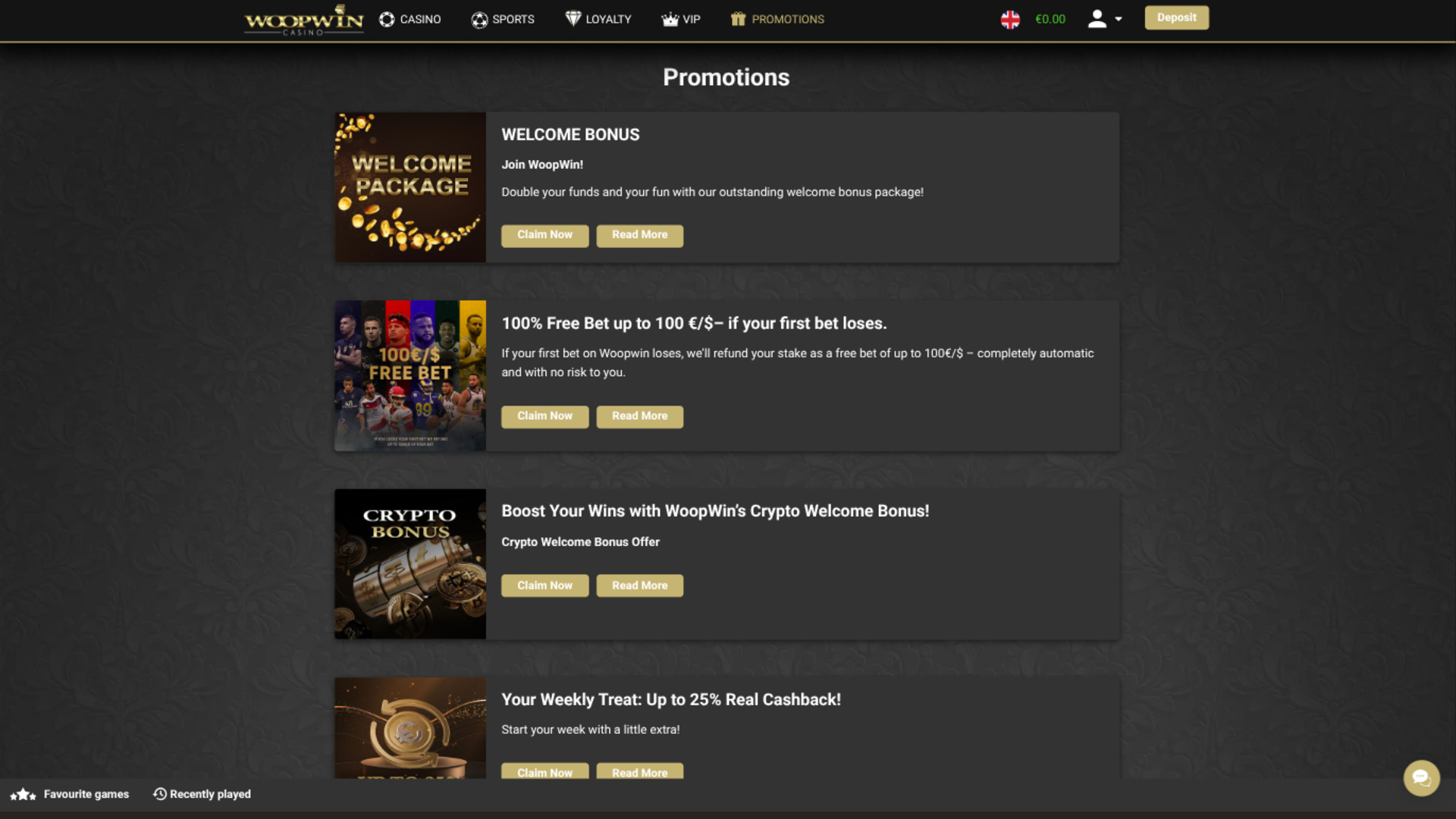 Woopwin Casino Desktop Promotions