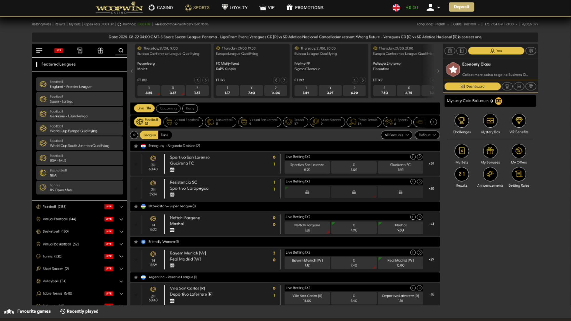 Woopwin Casino Sports Desktop