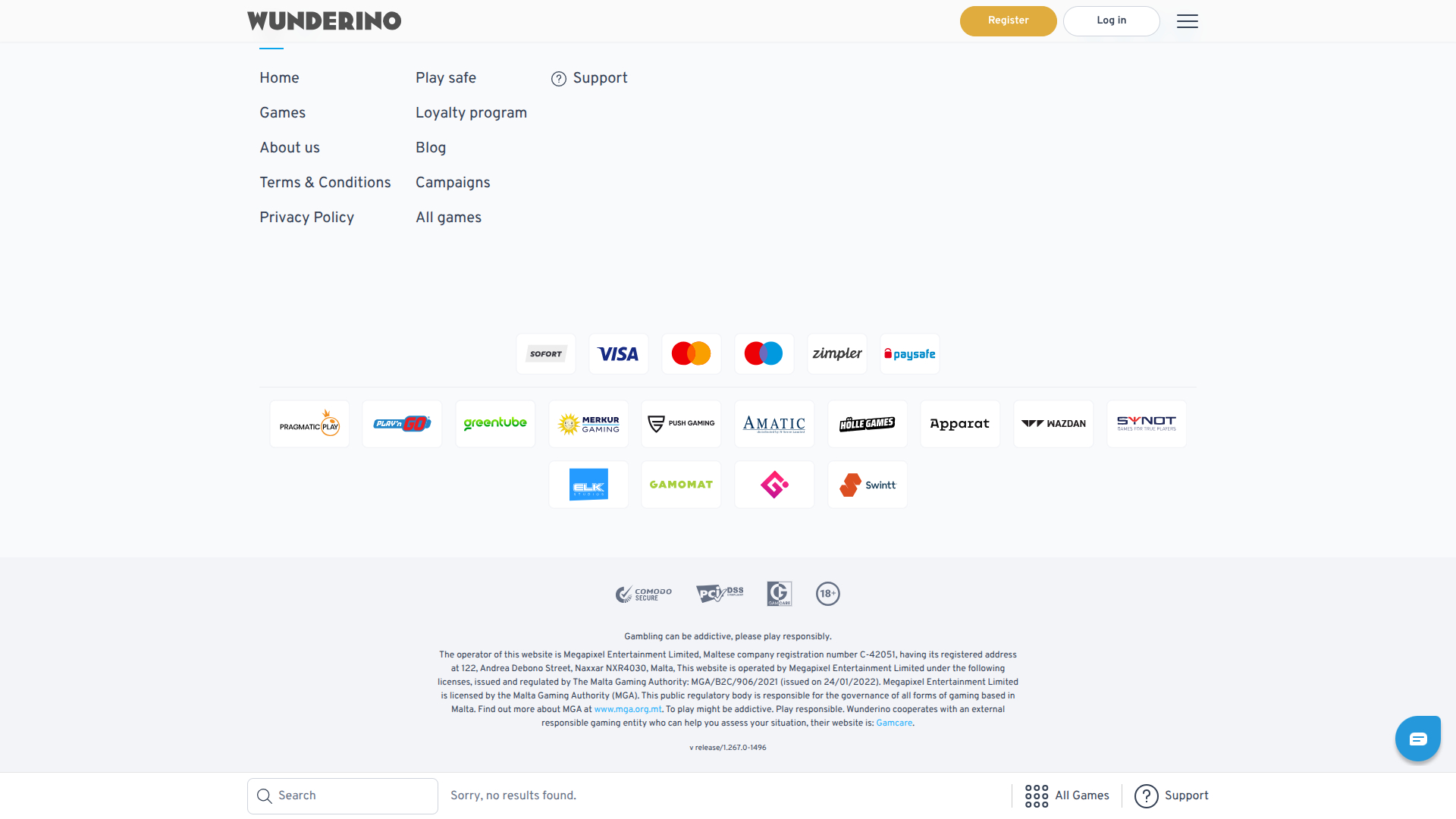 Wunderino Casino Desktop-Spieleentwickler