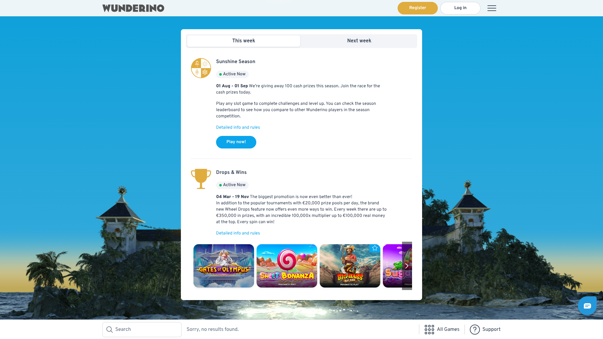 Wunderino Casino Desktop-Promotions