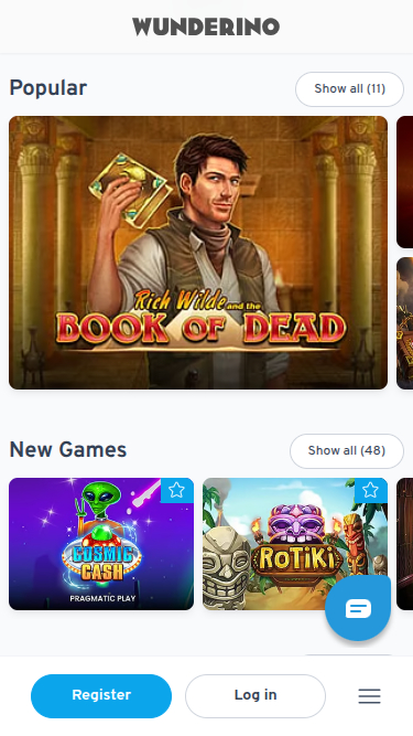 Wunderino Casino Mobile-Spiele