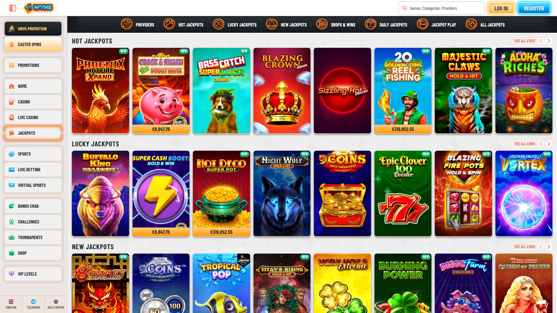 Wyns Casino Desktop Jackpot