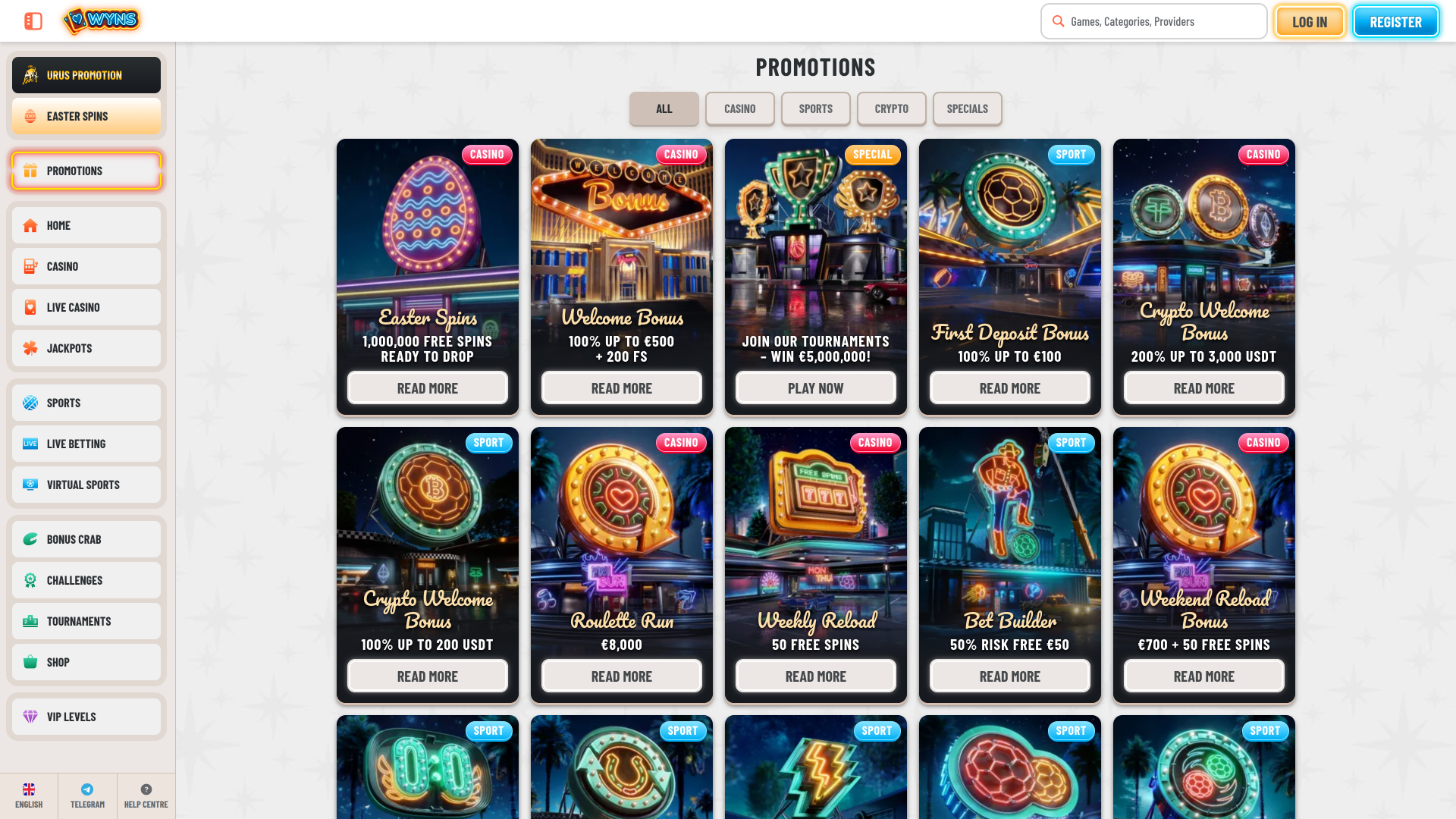 Wyns Casino Desktop Promotions