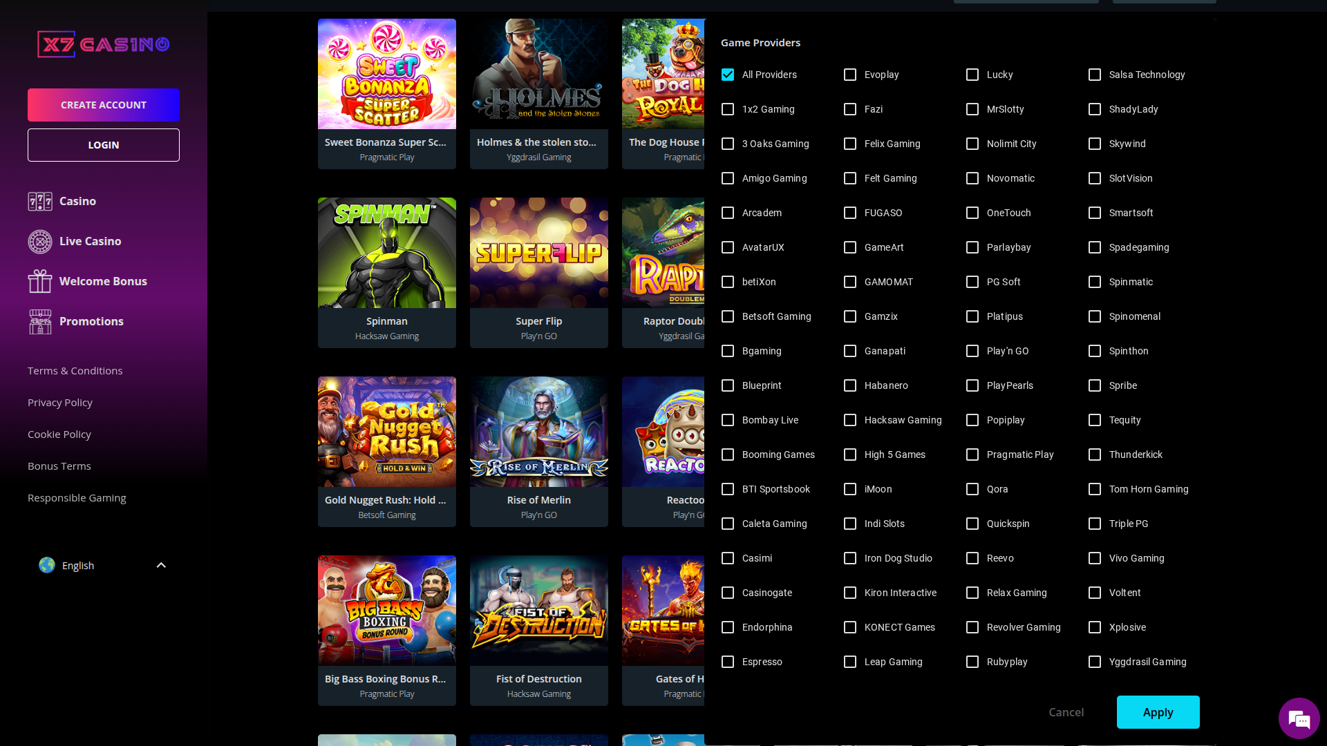 X7 Casino Desktop Game Developers