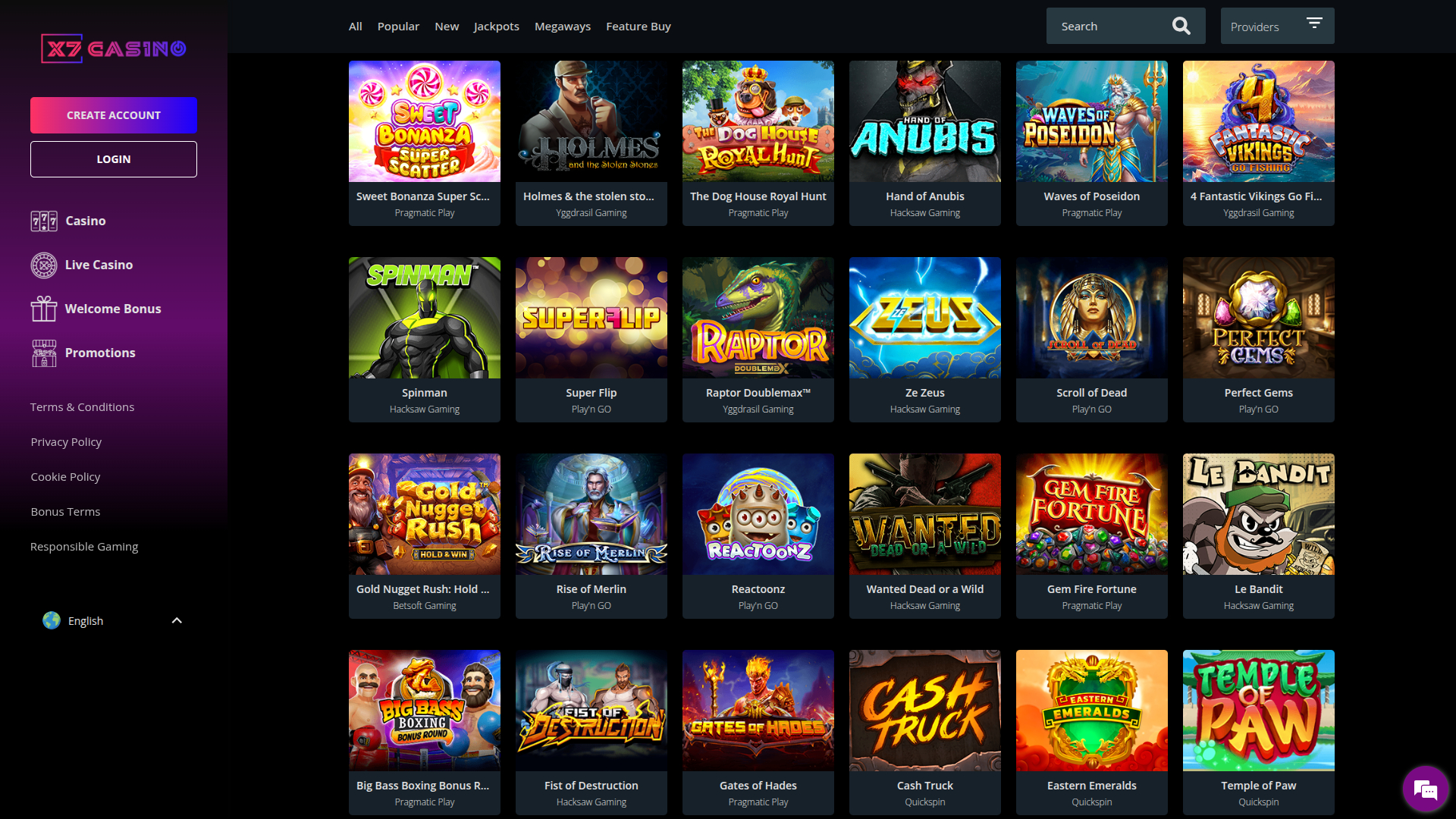 X7 Casino Desktop Games