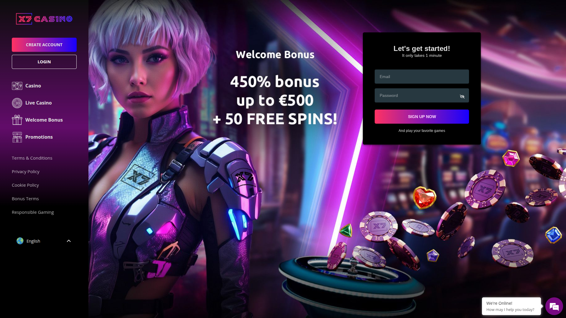 X7 Casino Desktop Homepage