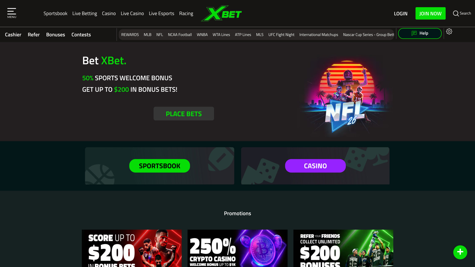 Xbet Casino Homepage Desktop