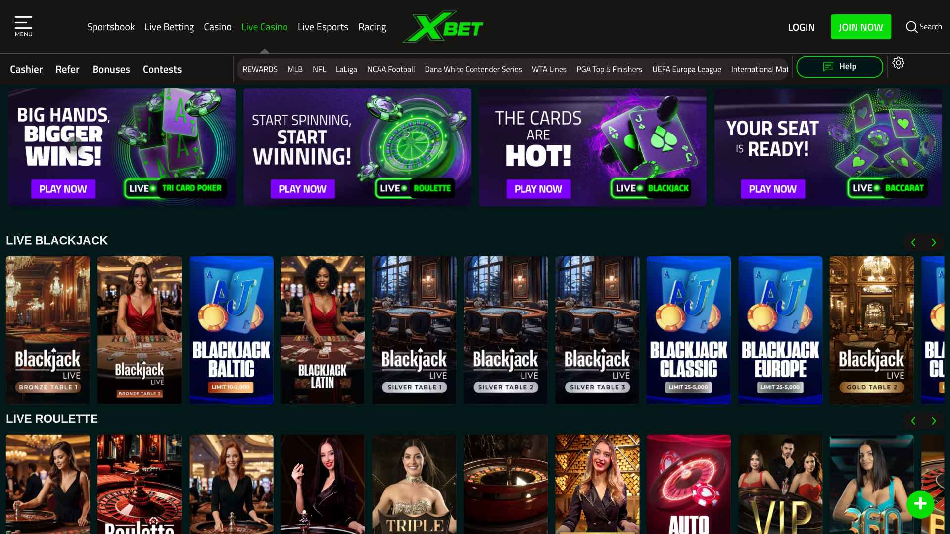 Xbet Casino Live Dealer desktop