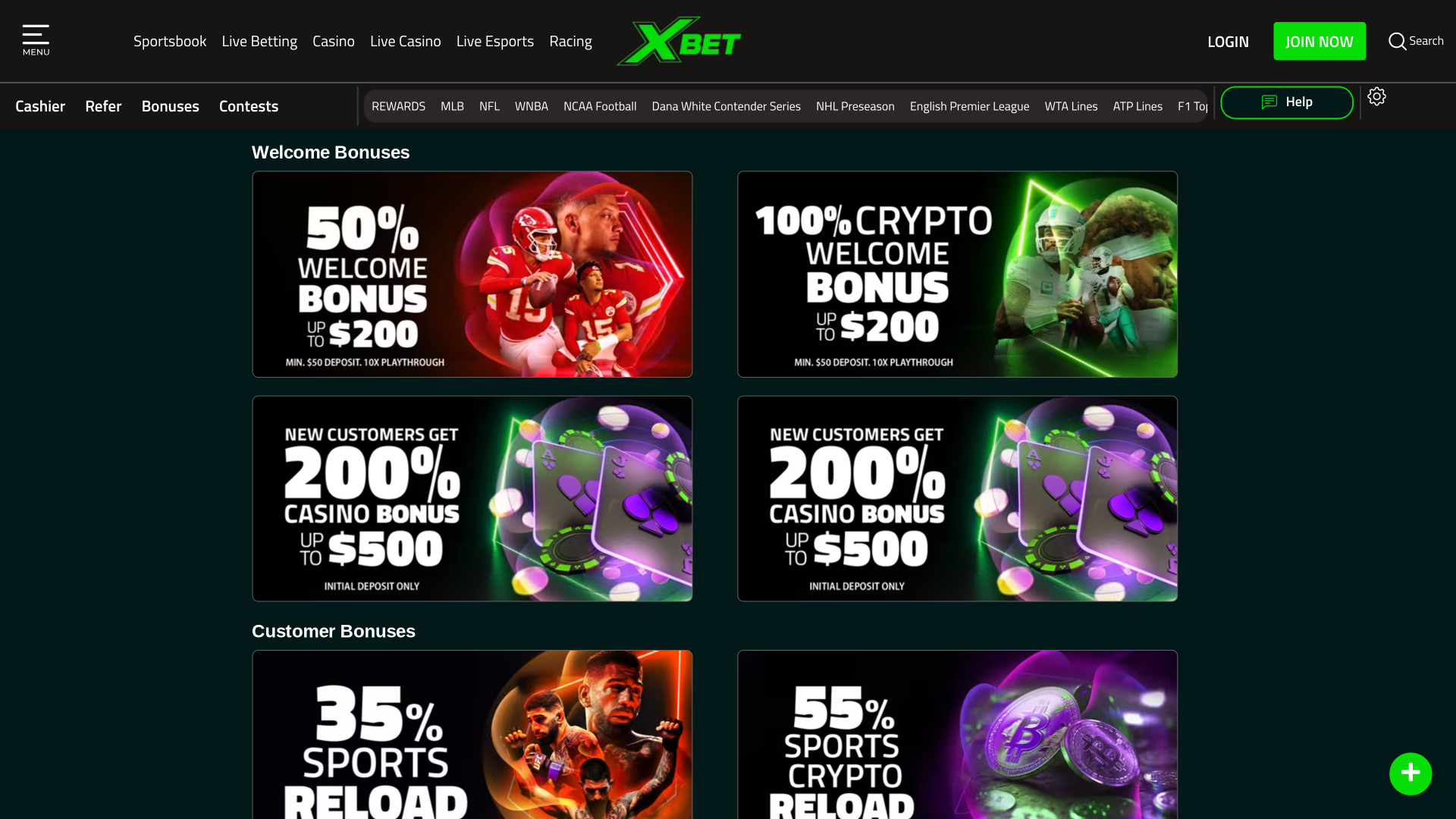 Xbet Casino Promotions Desktop