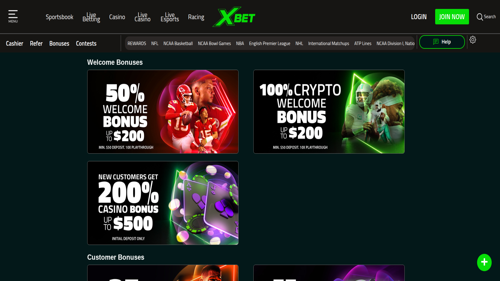Xbet Casino Promotions Desktop