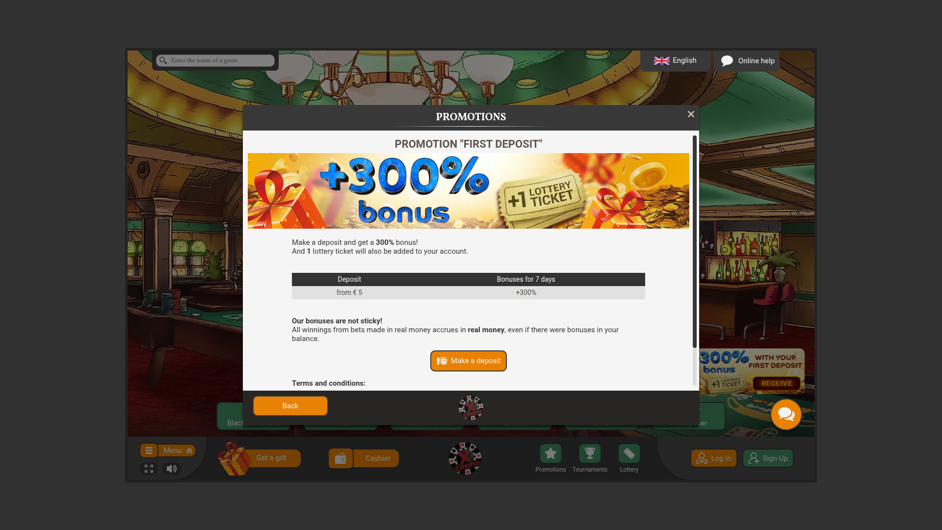 Xcasino Desktop Promotions