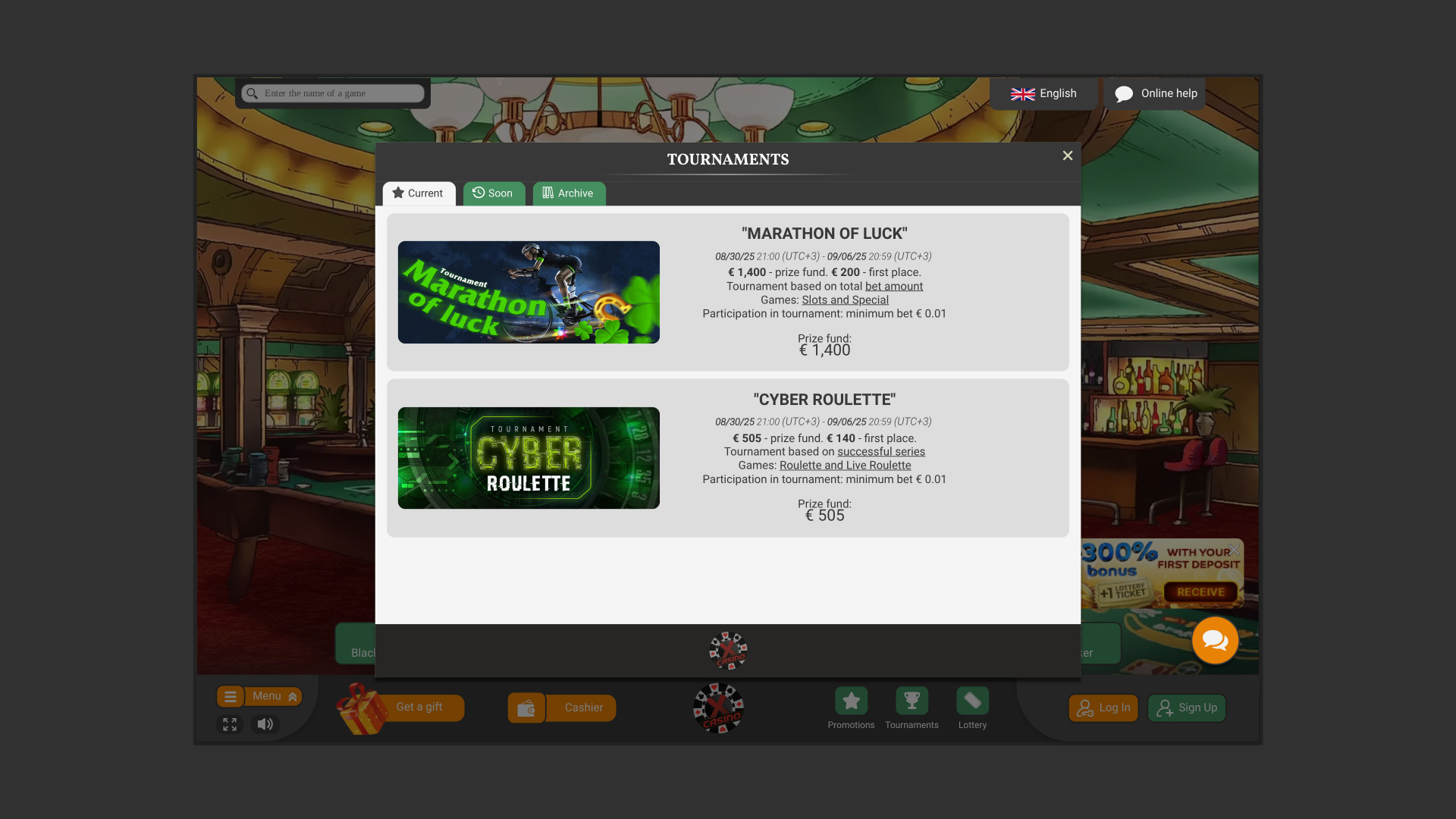Xcasino Desktop Tournaments