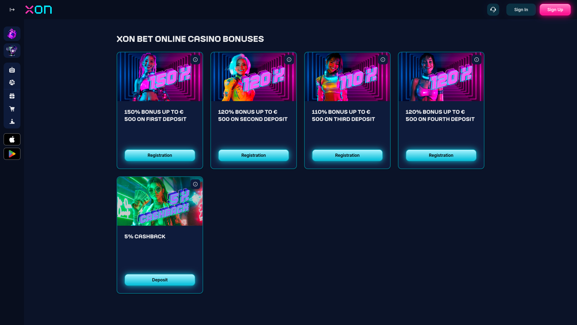 Xonbet Casino Desktop Promotions