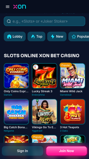 Xonbet Casino Mobile Games