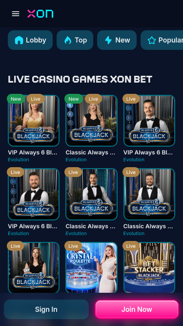 Xonbet Casino Mobile Live Dealer