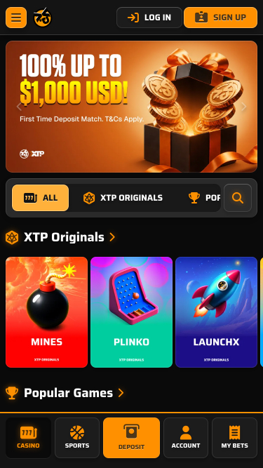 Xtp Casino Mobile Homepage