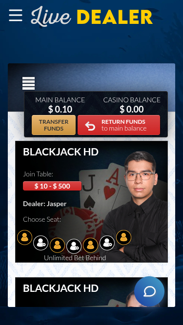 Yabby Casino Mobile Live Dealer