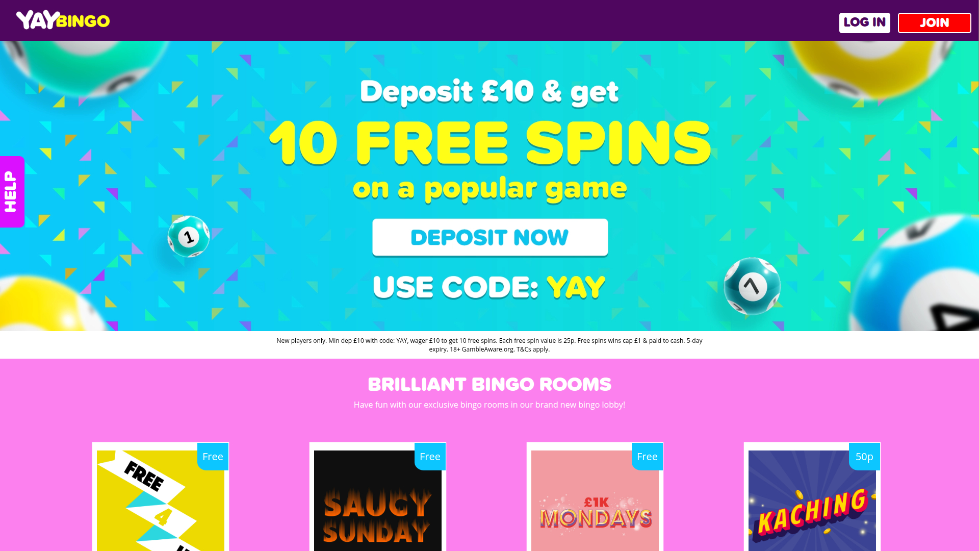 Yay Bingo Casino Desktop Homepage